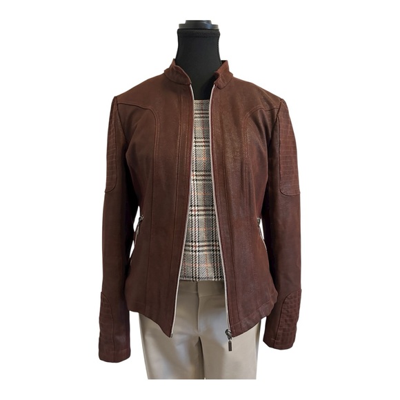 Olsen Europe faux suede jacket size 8 bordeaux colour - Picture 4 of 15